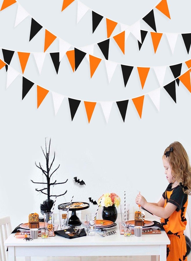 Festiko®12 flagsOrange Black White Halloween Pennant Banner Triangle Flag Bunting Garland for All Hallows Eve Thanksgiving Wedding Birthday Home Outdoor Garden Hanging Festivals Decoration - Image 2